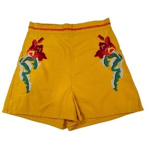 Latroupe Floral Embroidered Shorts in Mustard (1) EUC